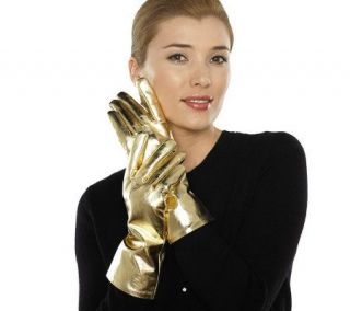 Isaac Mizrahi Live Soft Leather Metallic Long Gloves —