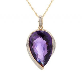 Premier 27.50ct Bolivian Amethyst & 1/4 cttw Diamon Pendant, 14K