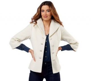 Luxe Rachel Zoe 3/4 Sleeve Tweed Jacket with Wing Collar —