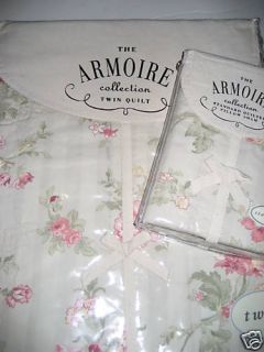 Armoire Antique Collection Cream Rose Twin Quilt Set