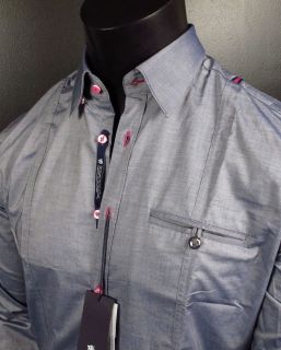  Stone Rose Navy Slim Fit Collection LED 771 Button Up Woven