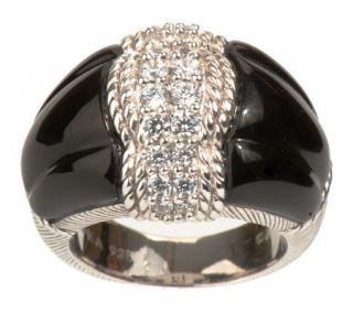Judith Ripka Sterling Black Onyx & Diamonique Ring —