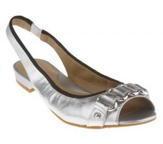 Tignanello Leather Peep Toe Slingbacks with Ornament Detail — 