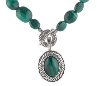 Carolyn Pollack Sterling 18 Malachite Necklace with Enhancer