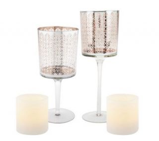 CandleImpressio S/2 Graduated Wine Goblets w/ FlamelessCandle with 