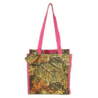 Camouflage Hot Pink Trim Canvas Shopper Tote Zip Closure Coin Bag Eco