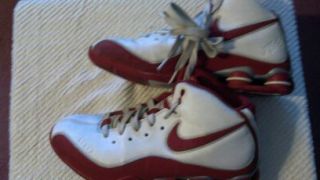 Mens Boys Pre Owned Red White Size 8 Nike Hi Top Basketball Shoes