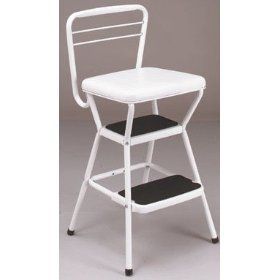 Cosco Retro Chair Step Stool Kitchen Stool White New