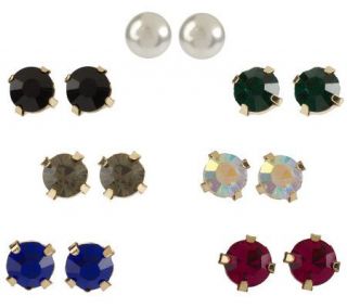 Susan Graver Set of 7 Crystal Stud Earrings —