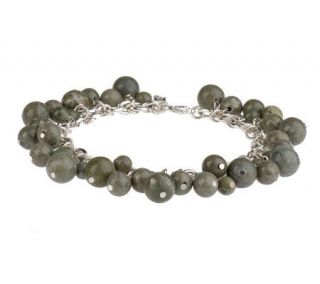 Connemara Marble Beaded Silvertone Bracelet —