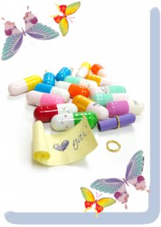 Plastic Pill Contains Message Letter Paper Glass Vials Bottle 100pcs 6