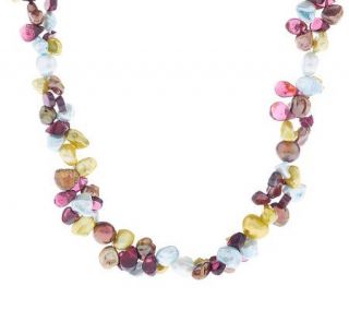 Honora Cultured Pearl Keshi & Gemstone Chip Necklace, Sterling 