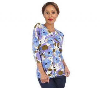 Isaac Mizrahi Live 3/4 Sleeve Poppy Floral Cardigan —