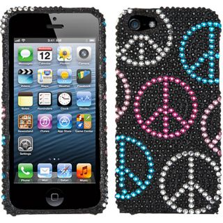 Multi Colored Peace Sign Rhinestone Bling Case Crystal Cover for Apple