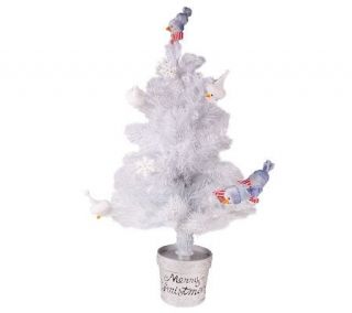 32 Fiber Optic Indoor White Tree with Snowmen and Snowflakes