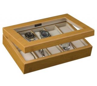 Mele & Co. Logan Glass Top Watch Box in Bamboo   H188137