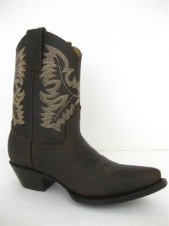 Womens Ladies Short Brown Authentic Leather Sexy Western Cowboy Boots
