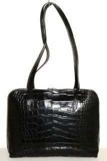 Conte Max Black Croco Embossed Leather Shoulder Bag