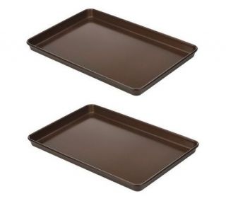 Earthpan Set of 2 10 X 15 ColoredNonstick Cookie Sheets —
