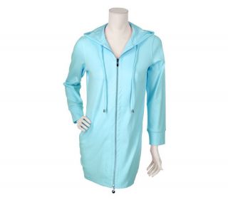Sport Savvy DuoStretch 2 way Zip Front Hooded Tunic Jacket —
