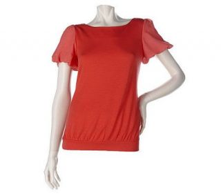 Elisabeth Hasselbeck for Dialogue Sheer Bubble Sleeve Top —
