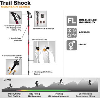 Black Diamond Trail Shock Trekking Poles Brand New NWT