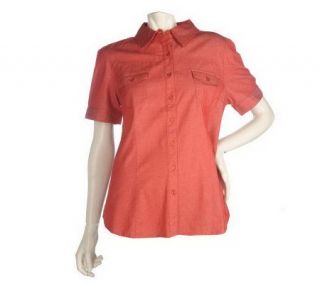 Denim & Co. Short Sleeve Button Front Lightweight Denim Shirt
