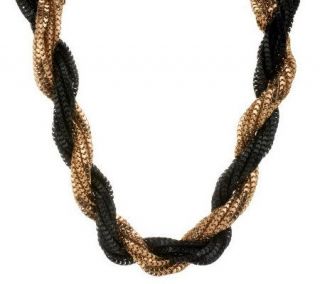 Susan Graver Two Tone Twisted Box Chain Necklace   J270143