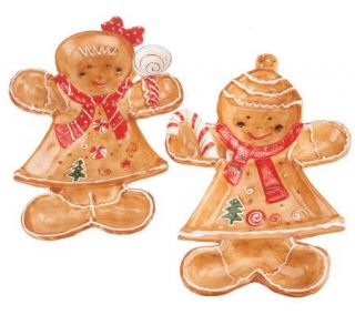 Set of 2 Ceramic Gingerbread Serving Dishes by Valerie —