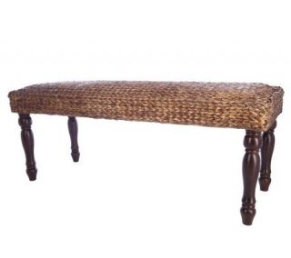 Linda Dano 48 inch Seagrass Bench with Sculpted Wooden Legs — 