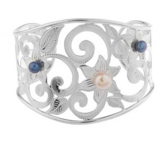 Gustavo Sterling Limited Edition Cultured Pearl Average Cuff