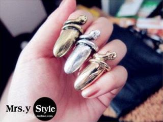 Lady Gaga Fashion Punk Cool Finger Nail Snake Design Rings Bronze H34