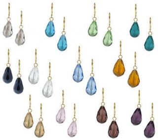 Set of 12 Elongated Faceted Bead Lever Back Earrings —