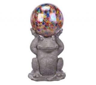 Frog Statue with Recycled Glass Gazing Ball by Plow & Heart — 