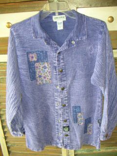 Ezze Wear Purple Cord Cotton Tie Dye Wash Long Sleeve Shirt Blouse