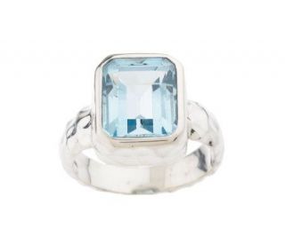 Artisan Crafted Sterling 4.45ct Blue Topaz Emerald Cut Ring — 