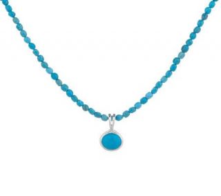 Sterling Sleeping Beauty Turquoise Pendant with Bead Strand — 