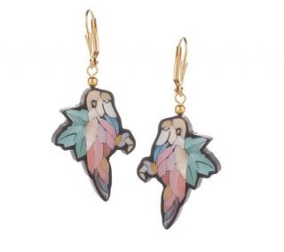 Lee Sands Multi Color Parrot Inlay Lever Back Earrings —