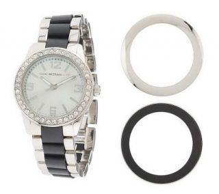 Isaac Mizrahi Live Watch with Set of 3 Bezels Size Average — 