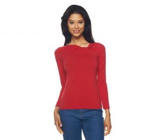 Liz Claiborne New York Long Sleeve T Shirt with Knot Detail   A217748