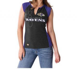 NFL Baltimore Ravens Womens Two Toned Split Neck T Shirt —
