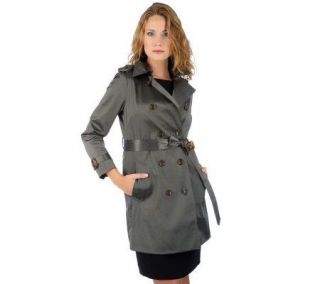 Joan Rivers Metallic Belted Trench Coat   A215750