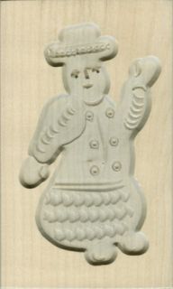 German Wood Cookie Mold Snowman for Spingerle Biscuit Speculaas