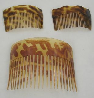  Faux Tortoise Shell Hair Comb Set Combs Imitation Brown Retro