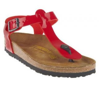 Birkenstock Patent Thong Sandals with Ankle Strap —
