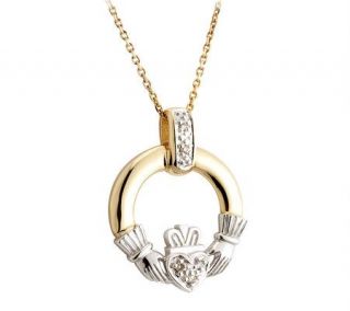 Solvar Diamond Claddagh Pendant, 14K   J311350