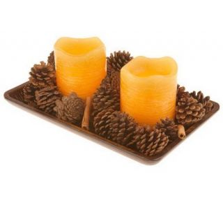 Candle Impressions Harvest Tray w/ Flameless Candles & Timer