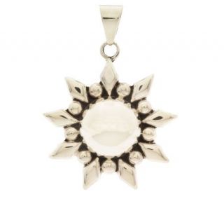 Artisan Crafted Sterling Domed Sun Motif Pendant —