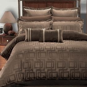 Janet 7 PC King Duvet Cover Set by Royal Hotel Collection Brown and