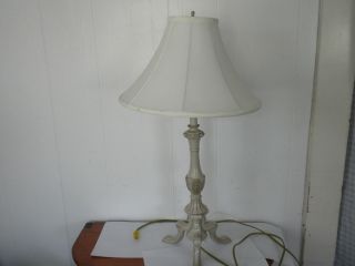 French Country Style 3 Legged Table Lamp Antique White